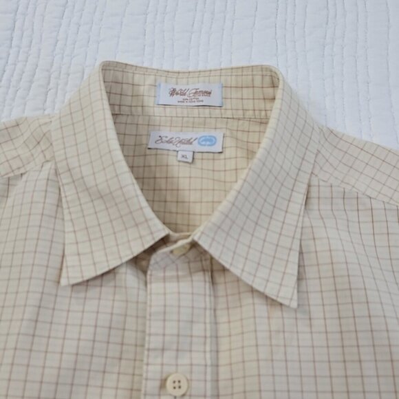 World Famous Rino Brand Eck Unltd Short Sleeve Shirt Men's XL Brown Check EUC LN - Picture 7 of 14